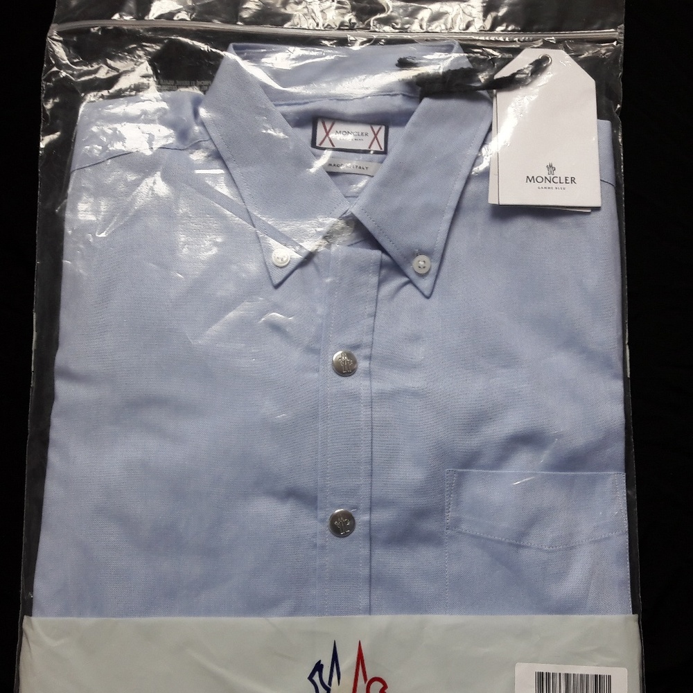MONCLER BLUE CASUAL MEN BUTTON DOWN SHIRT